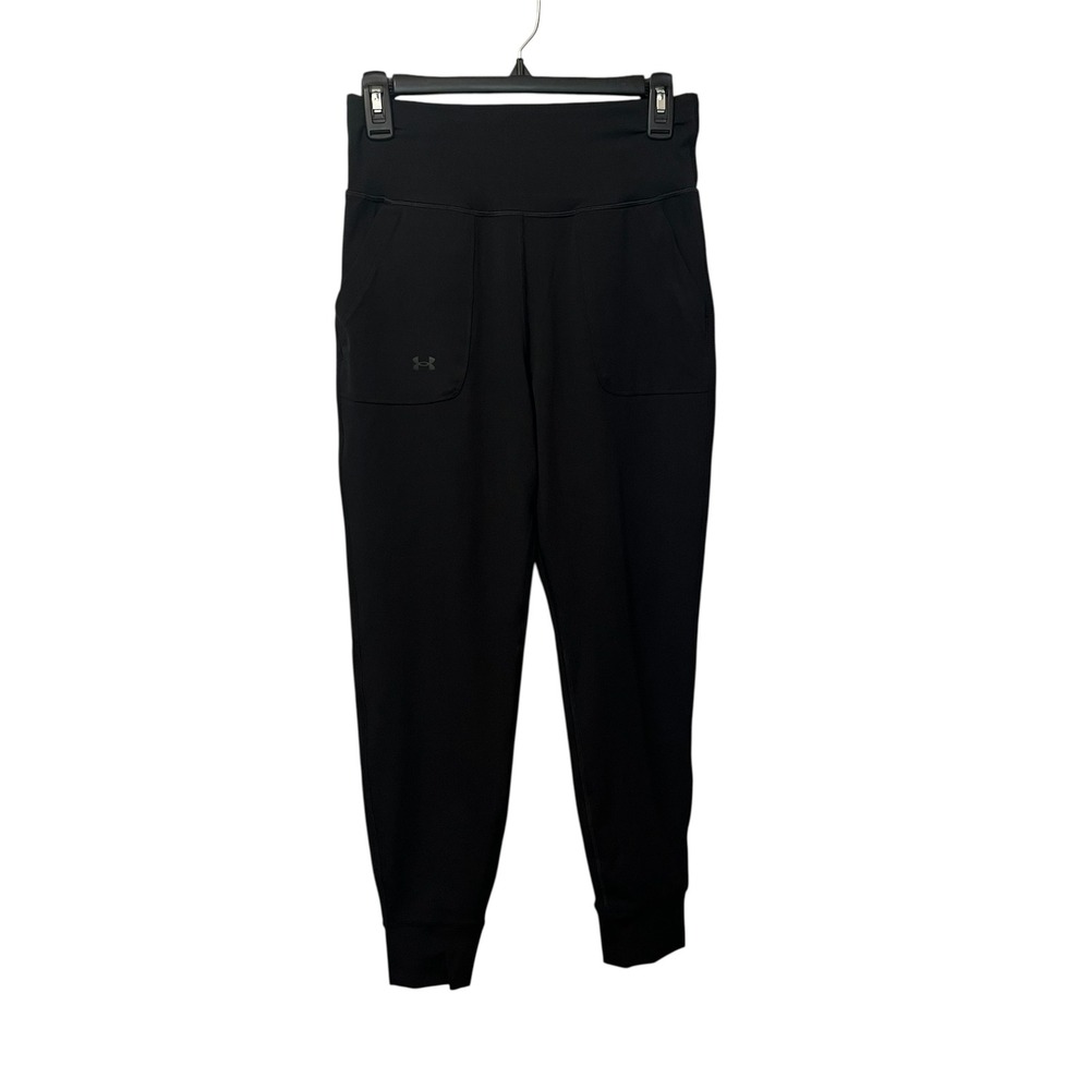 Under Armour Womens Black High Rise Fitted Jogger Pants Size Small Fitness